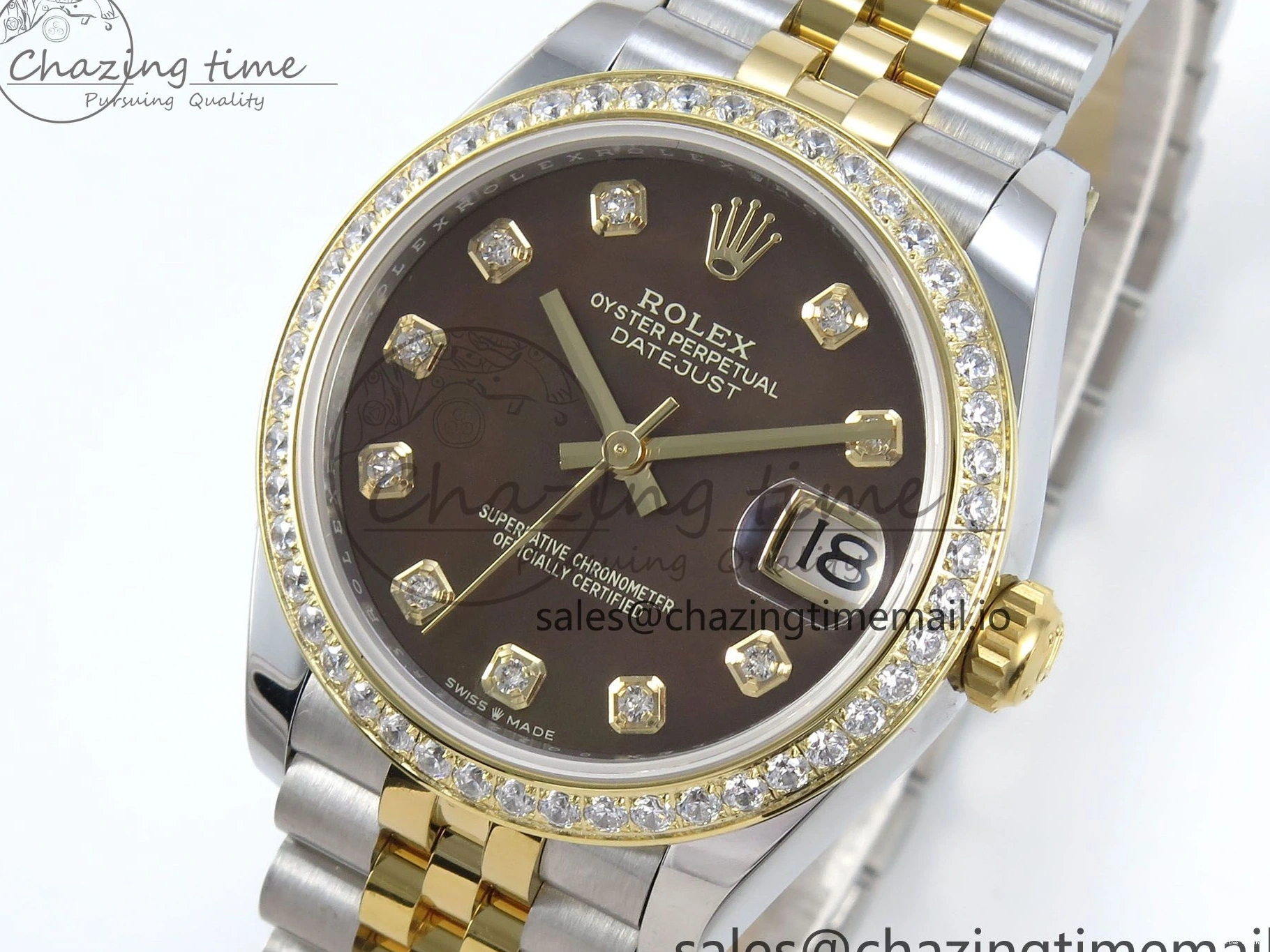 0515 DateJust 31 278383RBR ARF 1:1 Best Edition 904L Steel Brown Diamonds Dial Diamonds Bezel on SS YG Jubilee Bracelet ETA Snug 409